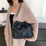 Women's High Bucket Shoulder Bag with Chains