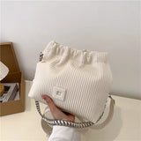 Women's High Bucket Shoulder Bag with Chains