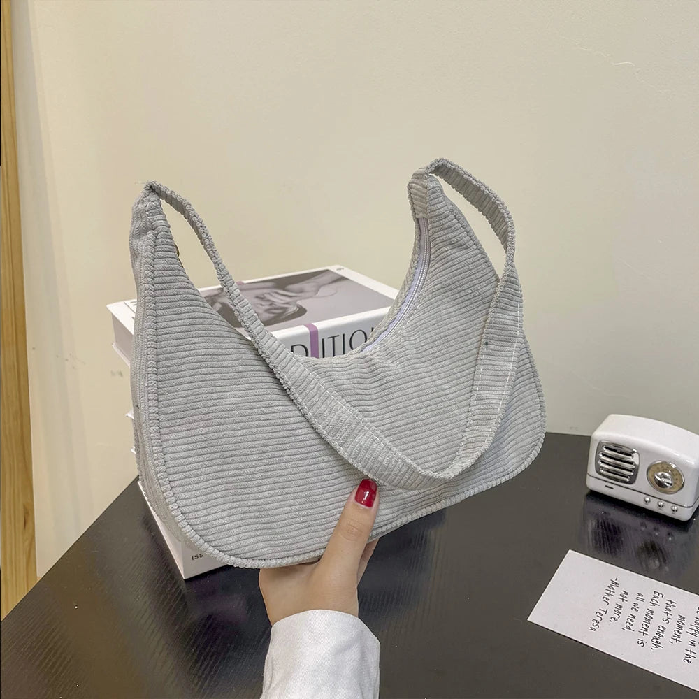 Corduroy Shoulder Bag Autumn Winter Casual Female Underarm Bag
