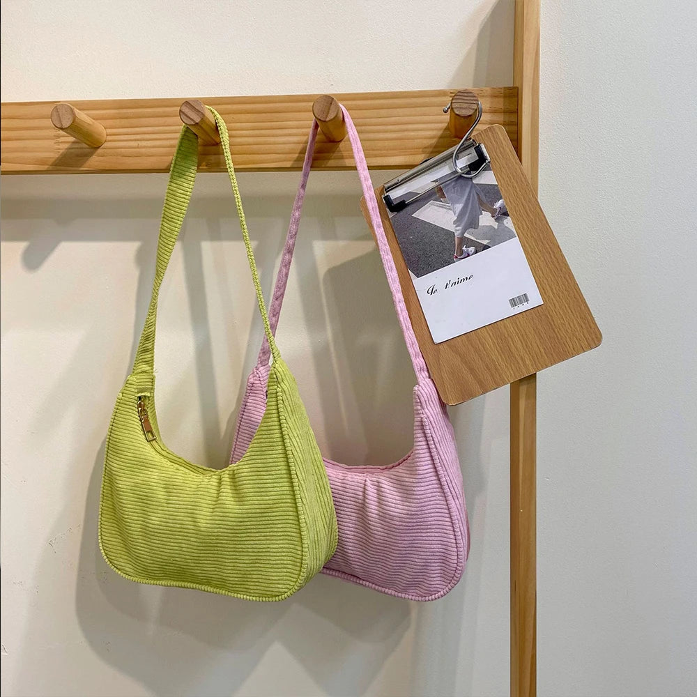 Corduroy Shoulder Bag Autumn Winter Casual Female Underarm Bag