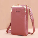 Soft Leather Cell Phone Bag Large Capacity Zipper Handbag