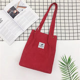 Corduroy Shoulder Bag Women Casual Tote Handbag
