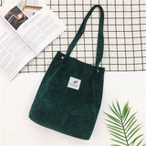 Corduroy Shoulder Bag Women Casual Tote Handbag