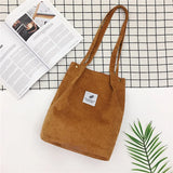 Corduroy Shoulder Bag Women Casual Tote Handbag