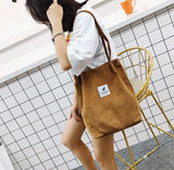 Corduroy Shoulder Bag Women Casual Tote Handbag