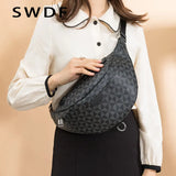 Plaid Leather Crossbody Shoulder Bag for Women
