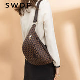 Plaid Leather Crossbody Shoulder Bag for Women