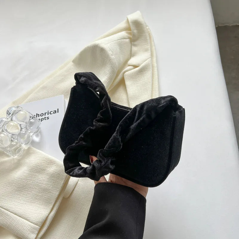 Plush Bag Retro Style Single Shoulder Underarm Bag for Women