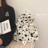 Cow Pattern Canvas Bag Mochila Bolsa Backpack for Women
