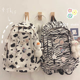 Cow Pattern Canvas Bag Mochila Bolsa Backpack for Women