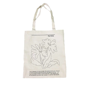Canvas Daisy Print Shoulder Handbag Casual Tote Bag Large Capacity