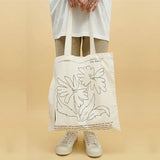 Canvas Daisy Print Shoulder Handbag Casual Tote Bag Large Capacity