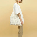 Canvas Daisy Print Shoulder Handbag Casual Tote Bag Large Capacity