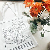 Canvas Daisy Print Shoulder Handbag Casual Tote Bag Large Capacity