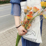 Canvas Daisy Print Shoulder Handbag Casual Tote Bag Large Capacity