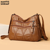 Women Classic PU Leather Shoulder Bag with Multiple Pockets