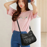 Women Classic PU Leather Shoulder Bag with Multiple Pockets