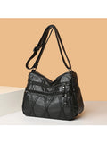 Women Classic PU Leather Shoulder Bag with Multiple Pockets