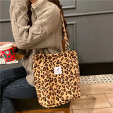 Corduroy Shoulder Bag Large Capacity Tote Handbags