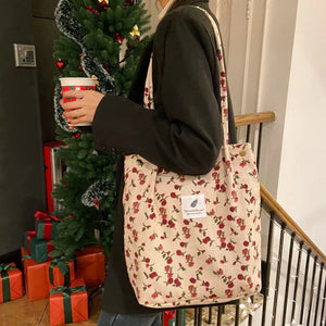 Corduroy Shoulder Bag Large Capacity Tote Handbags