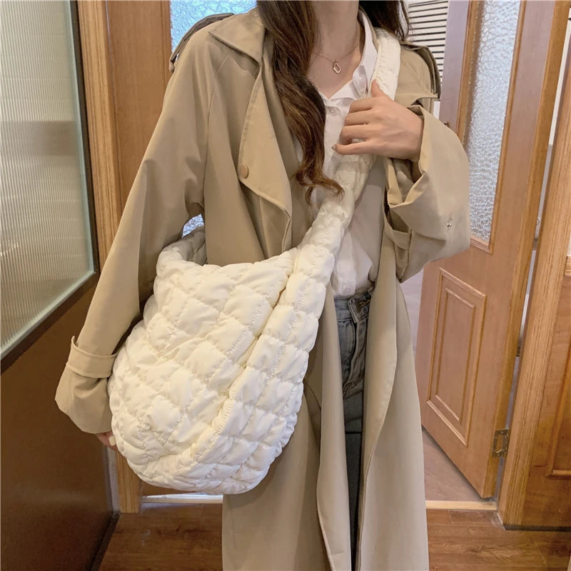 Women's Cloud Fold Big Bag Dumpling Bag Retro Messenger Tote Bag