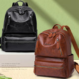 Stylish Waterproof Leather Backpack for School Travel Camping