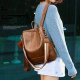 Anti-theft Leather Backpack Stylish Travel Bag