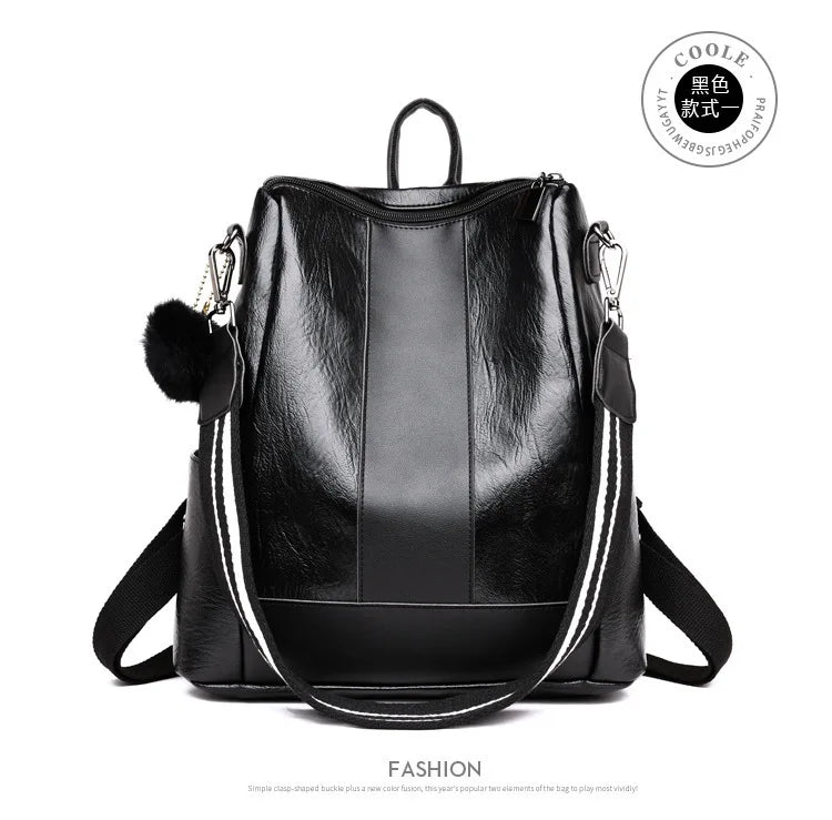 Anti-theft Leather Backpack Stylish Travel Bag
