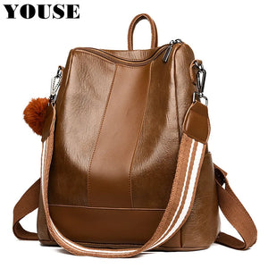 Anti-theft Leather Backpack Stylish Travel Bag