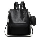 Waterproof Leather Backpack Stylish Casual College Bag