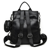 Waterproof Leather Backpack Stylish Casual College Bag