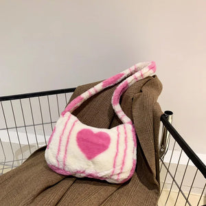 Plush Faux Fur Bag Top-handle Bags Winter Small Handbags