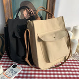 Corduroy Tote Shoulder Bag Canvas Bookbag
