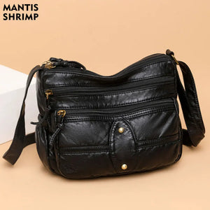 Women's Soft PU Leather Crossbody Bag Black