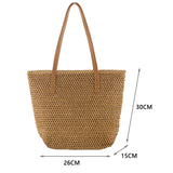 Women's Summer Hand-woven Beach Bag Large Capacity Top-handle Handbag