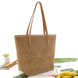 Women's Summer Hand-woven Beach Bag Large Capacity Top-handle Handbag