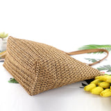 Women's Summer Hand-woven Beach Bag Large Capacity Top-handle Handbag