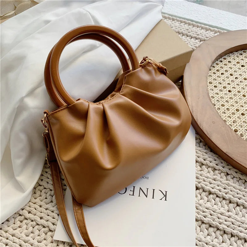 Women's Fold Buckle Shoulder Bag PU Leather Handbags