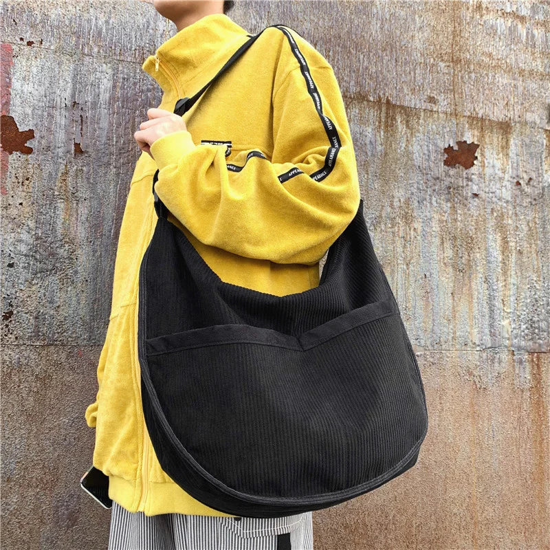 Corduroy Shoulder Bag Retro Dumplings Shape Crossbody