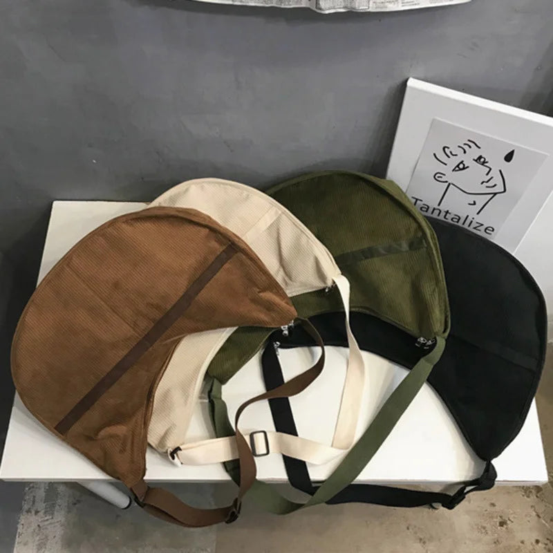 Corduroy Shoulder Bag Retro Dumplings Shape Crossbody