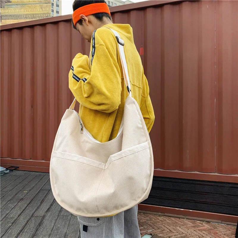 Corduroy Shoulder Bag Retro Dumplings Shape Crossbody