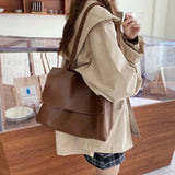 Women PU Leather Large-capacity Shoulder Bag Retro Handbag Briefcase
