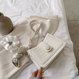 Small PU Leather Shoulder Bag Chain Handbag Crossbody Solid Color