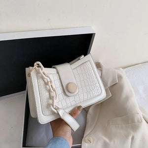 Small PU Leather Shoulder Bag Chain Handbag Crossbody Solid Color