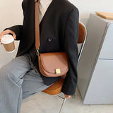 Retro Semicircle Saddle Bag Wide Shoulder Strap Single Shoulder Messenger Bag