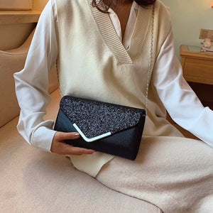 Black Evening Party Clutch Bag Chain Shoulder Bag FTB230