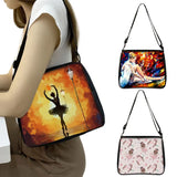 Ballerina Art Print Handbag Ballet Dancer Girl Casual Shoulder Bag