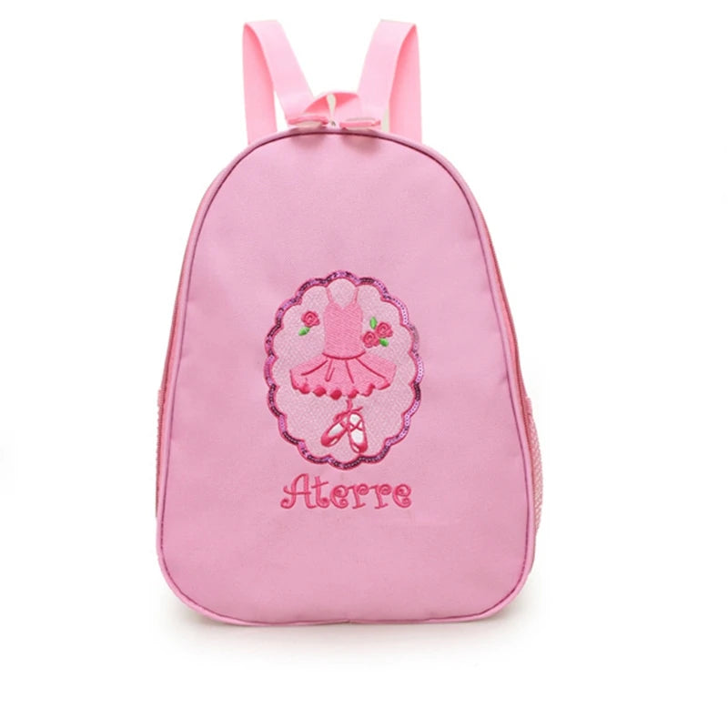 Pink Ballet Dance Backpack Embroidered Gym Bag