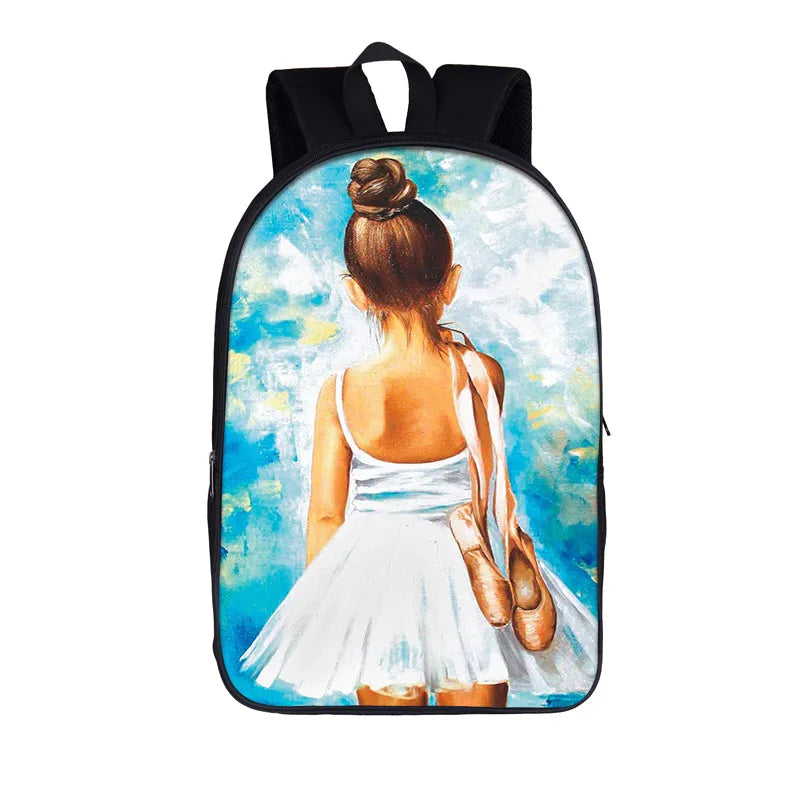 Ballet Dancer Backpack Teenager School Bag Kids Shoulder Bag
