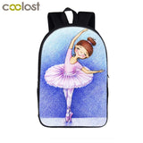 Ballet Dancer Backpack Girls School Bags Casual Shoulder Bag